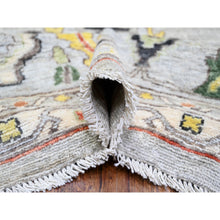 Load image into Gallery viewer, 11&#39;9&quot;x11&#39;9&quot; Goose Gray, Afghan Angora Oushak with All Over Colorful Pattern Vegetable Dyes, Organic Wool Hand Knotted, Square Oriental Rug FWR441174
