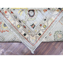 Load image into Gallery viewer, 11&#39;9&quot;x11&#39;9&quot; Goose Gray, Afghan Angora Oushak with All Over Colorful Pattern Vegetable Dyes, Organic Wool Hand Knotted, Square Oriental Rug FWR441174
