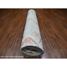Load image into Gallery viewer, 11&#39;9&quot;x11&#39;9&quot; Goose Gray, Afghan Angora Oushak with All Over Colorful Pattern Vegetable Dyes, Organic Wool Hand Knotted, Square Oriental Rug FWR441174