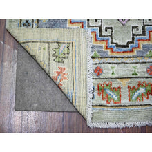 Load image into Gallery viewer, 3&#39;x10&#39; Taupe, Pure Wool, with Multi Color Afghan Angora Oushak, Natural Dyes, Hand Knotted, Runner Oriental Rug FWR441216