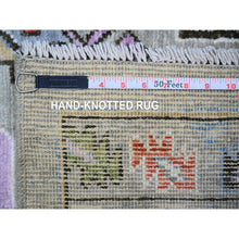 Load image into Gallery viewer, 3&#39;x10&#39; Taupe, Pure Wool, with Multi Color Afghan Angora Oushak, Natural Dyes, Hand Knotted, Runner Oriental Rug FWR441216