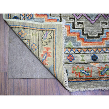 Load image into Gallery viewer, 3&#39;x11&#39;9&quot; Taupe, Hand Knotted Afghan Angora Oushak with Large Medallions Design, Natural Dyes Pure Wool, Wide Runner Oriental Rug FWR441336