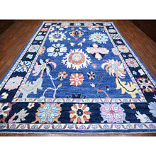 Load image into Gallery viewer, 10&#39;x13&#39;9&quot; Sapphire Blue, Hand Knotted Afghan Angora Oushak with Pop of Color, Natural Dyes Extra Soft Wool, Oriental Rug FWR441498