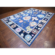 Load image into Gallery viewer, 10&#39;x13&#39;9&quot; Sapphire Blue, Hand Knotted Afghan Angora Oushak with Pop of Color, Natural Dyes Extra Soft Wool, Oriental Rug FWR441498