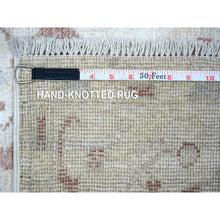 Load image into Gallery viewer, 3&#39;10&quot;x9&#39;8&quot; Pastel Colors, Pure Wool Hand Knotted, Afghan Angora Oushak with Large Motifs Natural Dyes, Wide Runner Oriental Rug FWR441510