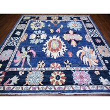 Load image into Gallery viewer, 10&#39;2&quot;x10&#39;2&quot; Sapphire Blue, Afghan Angora Oushak with Pop of Colors Natural Dyes, Extra Soft Wool Hand Knotted, Square Oriental Rug FWR441522