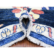 Load image into Gallery viewer, 10&#39;2&quot;x10&#39;2&quot; Sapphire Blue, Afghan Angora Oushak with Pop of Colors Natural Dyes, Extra Soft Wool Hand Knotted, Square Oriental Rug FWR441522
