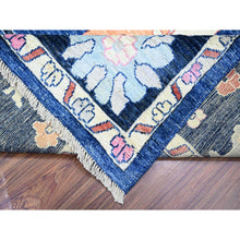 Load image into Gallery viewer, 10&#39;2&quot;x10&#39;2&quot; Sapphire Blue, Afghan Angora Oushak with Pop of Colors Natural Dyes, Extra Soft Wool Hand Knotted, Square Oriental Rug FWR441522