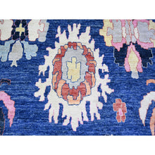 Load image into Gallery viewer, 10&#39;2&quot;x10&#39;2&quot; Sapphire Blue, Afghan Angora Oushak with Pop of Colors Natural Dyes, Extra Soft Wool Hand Knotted, Square Oriental Rug FWR441522