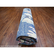 Load image into Gallery viewer, 10&#39;2&quot;x10&#39;2&quot; Sapphire Blue, Afghan Angora Oushak with Pop of Colors Natural Dyes, Extra Soft Wool Hand Knotted, Square Oriental Rug FWR441522