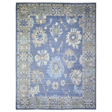Load image into Gallery viewer, 10&#39;x13&#39;4&quot; Aegean Blue, Afghan Angora Oushak with Large Motifs Natural Dyes, Pure Wool Hand Knotted, Oriental Rug FWR441534