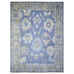 10'x13'4" Aegean Blue, Afghan Angora Oushak with Large Motifs Natural Dyes, Pure Wool Hand Knotted, Oriental Rug FWR441534