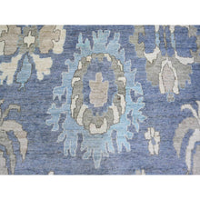 Load image into Gallery viewer, 10&#39;x13&#39;4&quot; Aegean Blue, Afghan Angora Oushak with Large Motifs Natural Dyes, Pure Wool Hand Knotted, Oriental Rug FWR441534