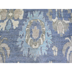 10'x13'4" Aegean Blue, Afghan Angora Oushak with Large Motifs Natural Dyes, Pure Wool Hand Knotted, Oriental Rug FWR441534