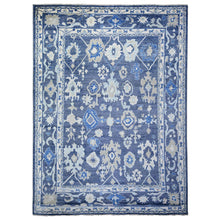 Load image into Gallery viewer, 10&#39;2&quot;x13&#39;7&quot; Glaucous Blue, Afghan Angora Oushak with Floral Pattern, Natural Dyes, Soft Wool Hand Knotted, Oriental Rug FWR441540