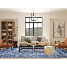 Load image into Gallery viewer, 10&#39;2&quot;x13&#39;7&quot; Glaucous Blue, Afghan Angora Oushak with Floral Pattern, Natural Dyes, Soft Wool Hand Knotted, Oriental Rug FWR441540