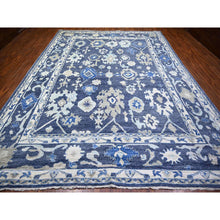 Load image into Gallery viewer, 10&#39;2&quot;x13&#39;7&quot; Glaucous Blue, Afghan Angora Oushak with Floral Pattern, Natural Dyes, Soft Wool Hand Knotted, Oriental Rug FWR441540