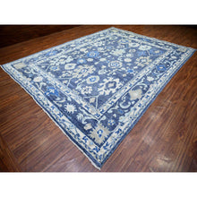 Load image into Gallery viewer, 10&#39;2&quot;x13&#39;7&quot; Glaucous Blue, Afghan Angora Oushak with Floral Pattern, Natural Dyes, Soft Wool Hand Knotted, Oriental Rug FWR441540