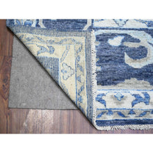 Load image into Gallery viewer, 10&#39;2&quot;x13&#39;7&quot; Glaucous Blue, Afghan Angora Oushak with Floral Pattern, Natural Dyes, Soft Wool Hand Knotted, Oriental Rug FWR441540