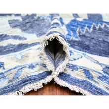 Load image into Gallery viewer, 10&#39;2&quot;x13&#39;7&quot; Glaucous Blue, Afghan Angora Oushak with Floral Pattern, Natural Dyes, Soft Wool Hand Knotted, Oriental Rug FWR441540