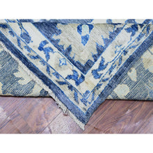 Load image into Gallery viewer, 10&#39;2&quot;x13&#39;7&quot; Glaucous Blue, Afghan Angora Oushak with Floral Pattern, Natural Dyes, Soft Wool Hand Knotted, Oriental Rug FWR441540