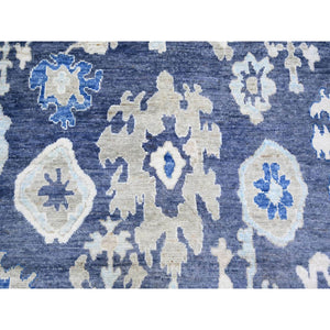 10'2"x13'7" Glaucous Blue, Afghan Angora Oushak with Floral Pattern, Natural Dyes, Soft Wool Hand Knotted, Oriental Rug FWR441540