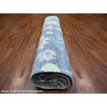 Load image into Gallery viewer, 10&#39;2&quot;x13&#39;7&quot; Glaucous Blue, Afghan Angora Oushak with Floral Pattern, Natural Dyes, Soft Wool Hand Knotted, Oriental Rug FWR441540