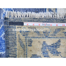 Load image into Gallery viewer, 10&#39;2&quot;x13&#39;7&quot; Glaucous Blue, Afghan Angora Oushak with Floral Pattern, Natural Dyes, Soft Wool Hand Knotted, Oriental Rug FWR441540