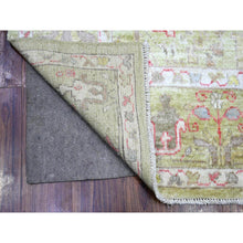 Load image into Gallery viewer, 6&#39;1&quot;x9&#39;1&quot; Olive Green, Pure Wool Hand Knotted, Afghan Angora Oushak with Cypress and Willow Tree Natural Dyes, Oriental Rug FWR441678