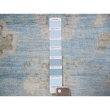 Load image into Gallery viewer, 2&#39;10&quot;x12&#39;1&quot; Beau Blue, Afghan Angora Oushak with Floral Motif Natural Dyes, Pure Wool Hand Knotted, Runner Oriental Rug FWR441918