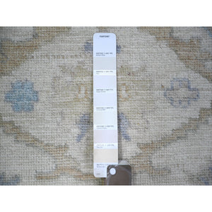 3'1"x15'4" Ivory, Soft Wool Hand Knotted, Afghan Angora Oushak with Floral Motif Natural Dyes, XL Runner Oriental Rug FWR441924