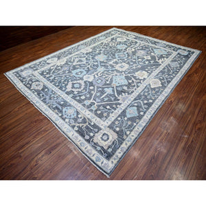 9'x11'8" Black Coral, Afghan Angora Oushak with All Over Pattern Natural Dyes, Soft Wool Hand Knotted, Oriental Rug FWR442188