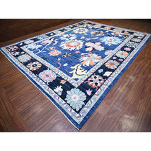 Load image into Gallery viewer, 12&#39;x15&#39;2&quot; Sapphire Blue, Natural Dyes Pure Wool, Hand Knotted Afghan Angora Oushak with Pop of Color, Oversized Oriental Rug FWR442206