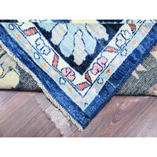 Load image into Gallery viewer, 12&#39;x15&#39;2&quot; Sapphire Blue, Natural Dyes Pure Wool, Hand Knotted Afghan Angora Oushak with Pop of Color, Oversized Oriental Rug FWR442206