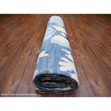 Load image into Gallery viewer, 12&#39;x15&#39;2&quot; Sapphire Blue, Natural Dyes Pure Wool, Hand Knotted Afghan Angora Oushak with Pop of Color, Oversized Oriental Rug FWR442206