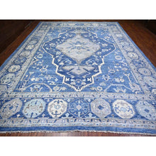 Load image into Gallery viewer, 11&#39;10&quot;x15&#39;1&quot; Steel Blue, Anatolian Village Inspired with Large Medallions Vegetable Dyes, 100% Wool Hand Knotted, Oversized Oriental Rug FWR442248
