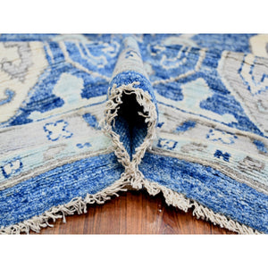 11'10"x15'1" Steel Blue, Anatolian Village Inspired with Large Medallions Vegetable Dyes, 100% Wool Hand Knotted, Oversized Oriental Rug FWR442248