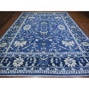 11'8"x14'4" Sapphire Blue, 100% Wool Hand Knotted, Natural Dyes Finer Peshawar with Pop Of Colors, Oversized Oriental Rug FWR442296