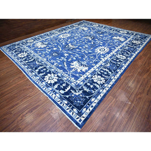 11'8"x14'4" Sapphire Blue, 100% Wool Hand Knotted, Natural Dyes Finer Peshawar with Pop Of Colors, Oversized Oriental Rug FWR442296