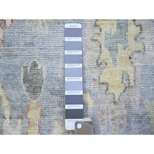 Load image into Gallery viewer, 4&#39;1&quot;x11&#39;7&quot; Air Force Blue, Hand Knotted Afghan Angora Oushak with Colorful Motifs, Natural Dyes Pure Wool, Wide Runner Oriental Rug FWR442494