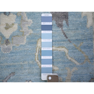 3'10"x5'7" Argentina Blue, Afghan Angora Oushak with Soft Colors Natural Dyes, Pure Wool Hand Knotted, Oriental Rug FWR442518