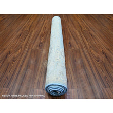 Load image into Gallery viewer, 3&#39;10&quot;x5&#39;7&quot; Argentina Blue, Afghan Angora Oushak with Soft Colors Natural Dyes, Pure Wool Hand Knotted, Oriental Rug FWR442518