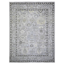 Load image into Gallery viewer, 8&#39;1&quot;x10&#39;10&quot; Silver Gray, Afghan Angora Oushak with All Over Pattern Natural Dyes, Soft Wool Hand Knotted, Oriental Rug FWR442596