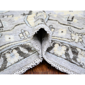 8'1"x10'10" Silver Gray, Afghan Angora Oushak with All Over Pattern Natural Dyes, Soft Wool Hand Knotted, Oriental Rug FWR442596