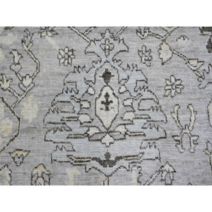 8'1"x10'10" Silver Gray, Afghan Angora Oushak with All Over Pattern Natural Dyes, Soft Wool Hand Knotted, Oriental Rug FWR442596