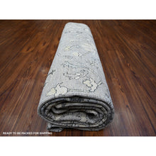 Load image into Gallery viewer, 8&#39;1&quot;x10&#39;10&quot; Silver Gray, Afghan Angora Oushak with All Over Pattern Natural Dyes, Soft Wool Hand Knotted, Oriental Rug FWR442596