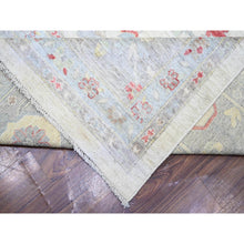 Load image into Gallery viewer, 13&#39;10&quot;x19&#39; Ivory, Natural Dyes Afghan Angora Oushak with Soft Colors, Pure Wool Hand Knotted, Oversized Oriental Rug FWR442782