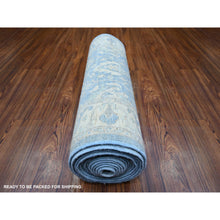 Load image into Gallery viewer, 2&#39;5&quot;x18&#39;10&quot; Columbia Blue, 100% Wool Hand Knotted, Natural Dyes Finer Peshawar with Faded Colors, XL Runner Oriental Rug FWR442848