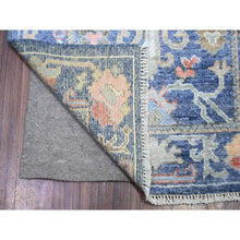 Load image into Gallery viewer, 2&#39;9&quot;x15&#39;8&quot; Admiral Blue, Afghan Angora Oushak with Colorful Motifs Natural Dyes, 100% Wool Hand Knotted, XL Runner Oriental Rug FWR443112