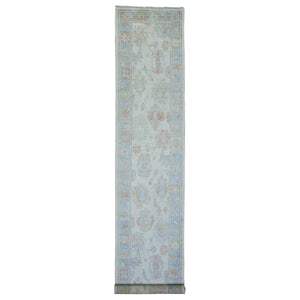 2'10"x16' Beige Color, Afghan Angora Oushak with Soft Colors Natural Dyes, Soft Wool Hand Knotted, Runner Oriental Rug FWR443124